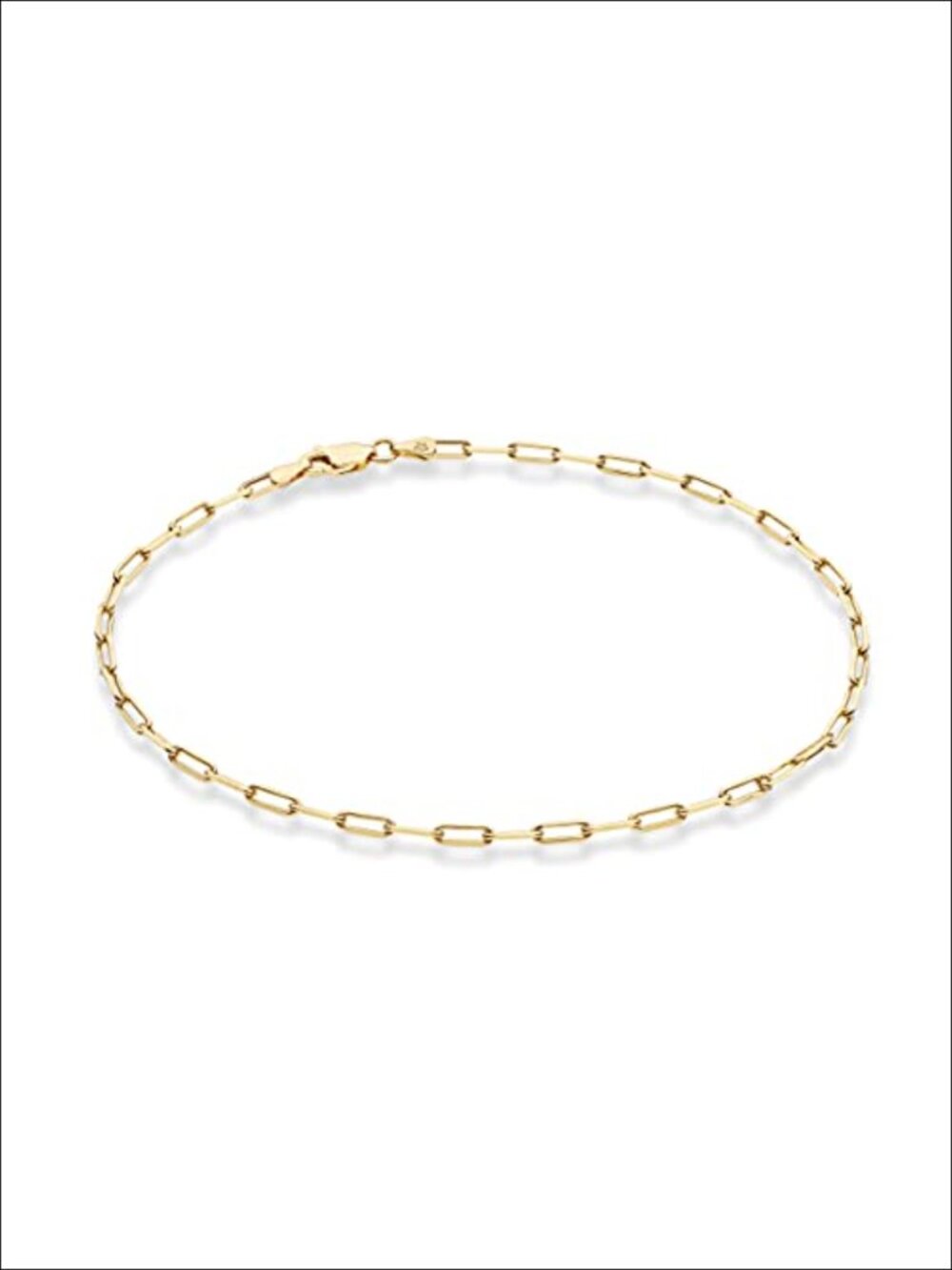 Solid 925 Sterling Silver 2.5mm Paperclip Link Chain Anklet Ankle Bracelet